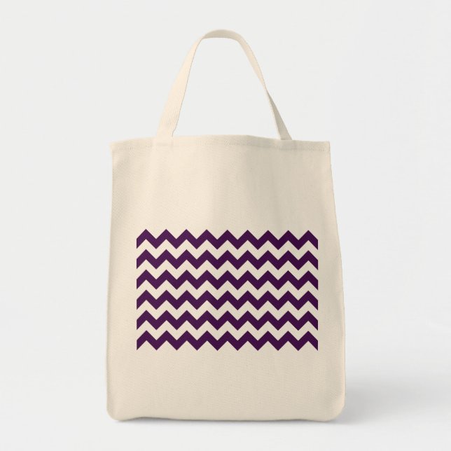 Bolsa Tote Zigzag púrpura e branca (Frente)