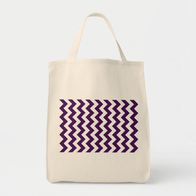 Bolsa Tote Zigzag púrpura e branca (Frente)