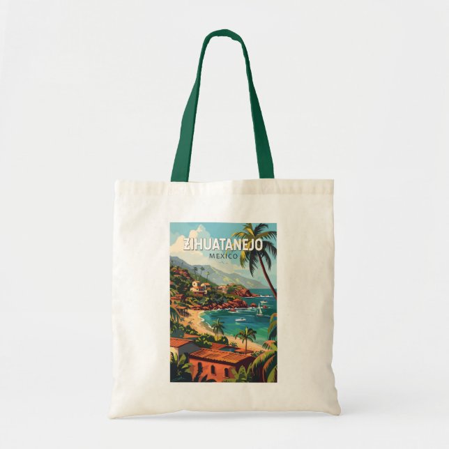 Bolsa Tote Zihuatanejo Mexico Viagem Art Vintage (Frente)