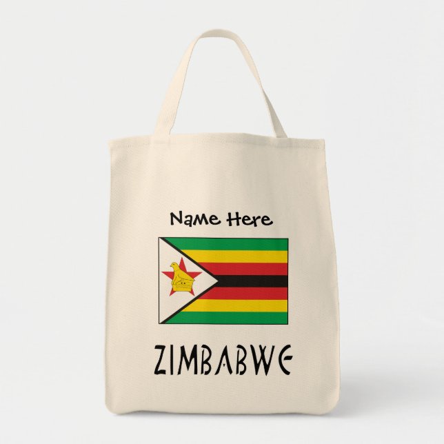 Bolsa Tote Zimbábue Bandeira Personalização Negra (Frente)
