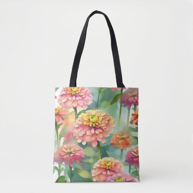 Bolsa Tote Zinnia Floral de Molho (Frente)