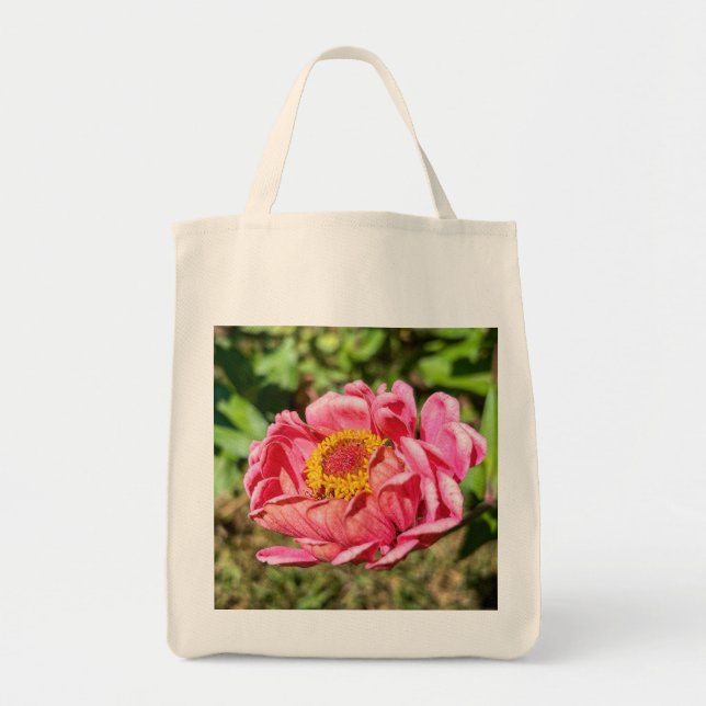 Bolsa Tote Zinnia Rosa Com Tapete Amarelo (Frente)