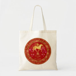 Bolsa Tote Zodiac Horse Red/Dourado ID542 chinês