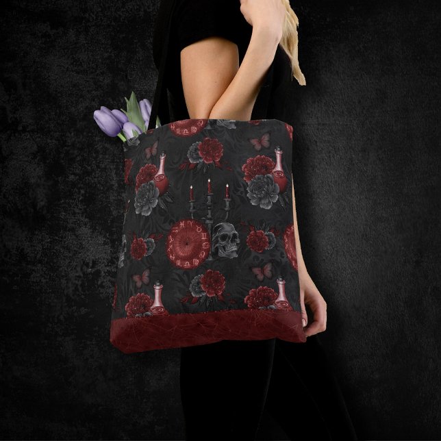 Bolsa Tote Zodiac Magic Crimson | Henna Red Gótica Rosa (Criador carregado)