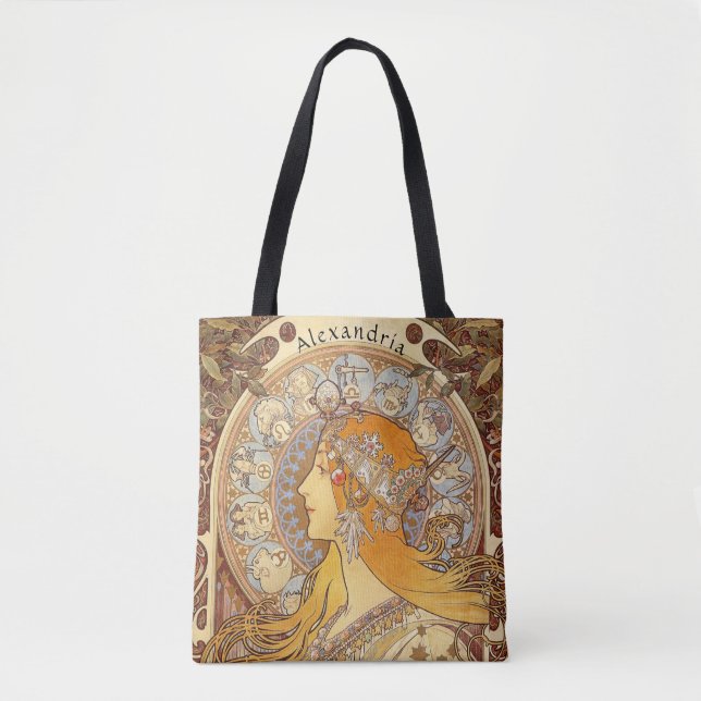 Bolsa Tote Zodiac por Alphonse Mucha (Frente)