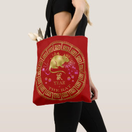 Bolsa Tote Zodiac Rat Red/Dourado ID542 chinês