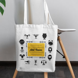 Bolsa Tote Zodíaco Indiano Geométrico - 12 Signos em Forma Ar