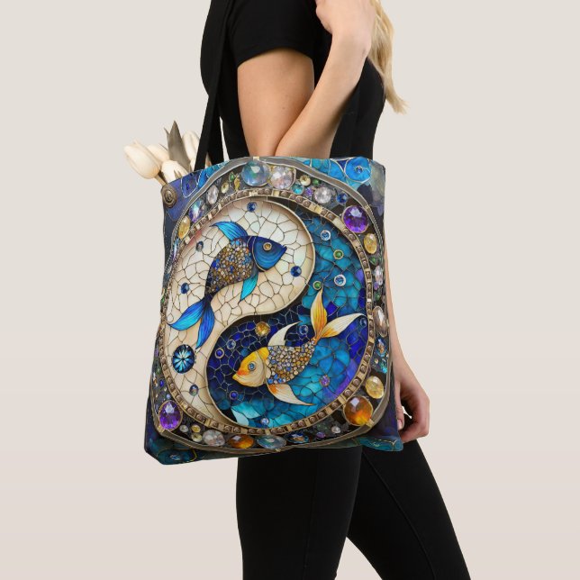 Bolsa Tote Zodíaco - Peixes Yin e Yang (Close Up)