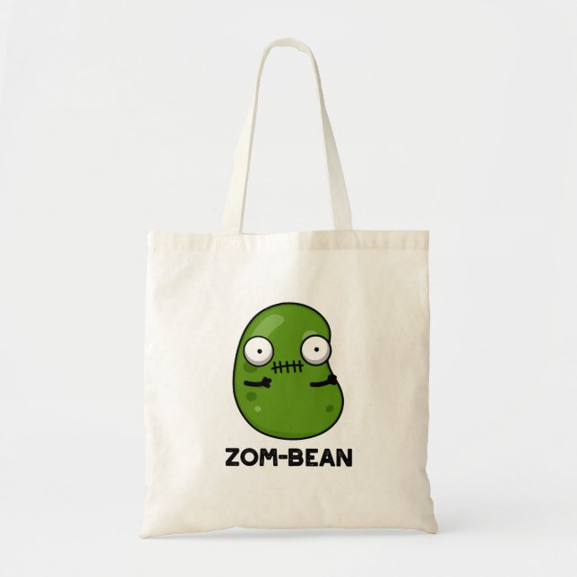 Bolsa Tote Zom Bean Pun Zombie Dia de as Bruxas engraçado (Frente)