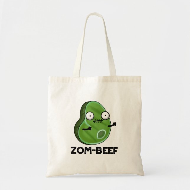 Bolsa Tote Zom-beef Dia de as Bruxas engraçado Zombie Carnes  (Frente)