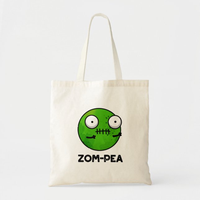 Bolsa Tote Zom-pea Dia de as Bruxas engraçado Zombie Pea Pun (Frente)