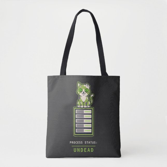 Bolsa Tote Zombie Cat Server Rack Sysadmin Halloween Humor (Frente)