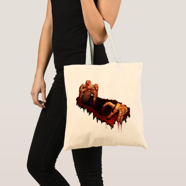 Bolsa Tote Zombie Tote Bag Halloween Gory Zombie Bag (Frente (produto))