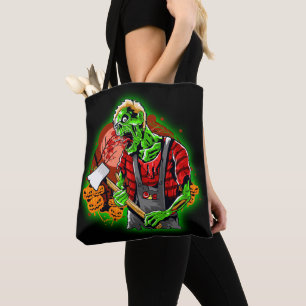 Bolsa Tote Zombie Verde Engraçado no Halloween