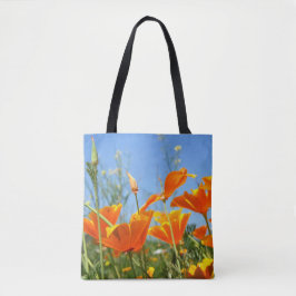 Bolsa Tote Zomers gevoel van wilde oranje bloemen.