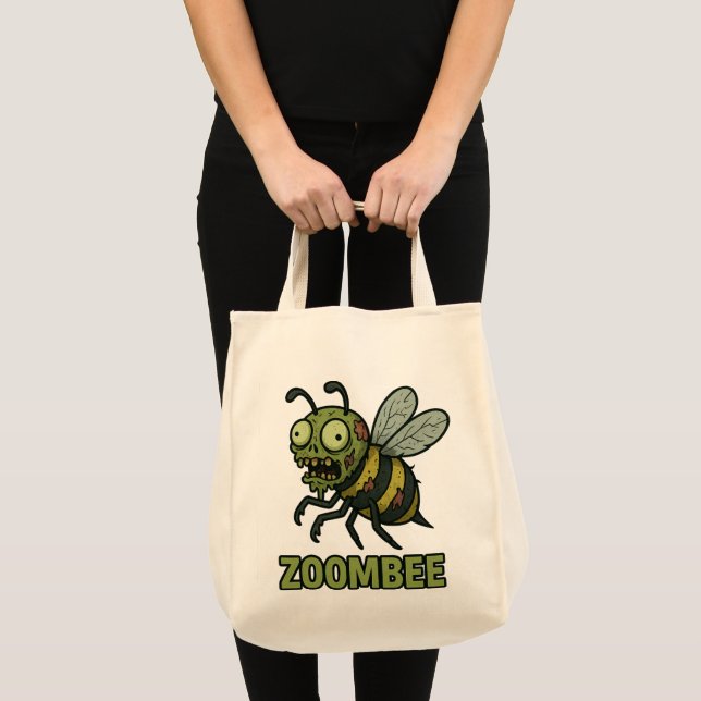 Bolsa Tote Zoombee - Design de Cartoon Zombie Bee Engraçado (Frente (produto))