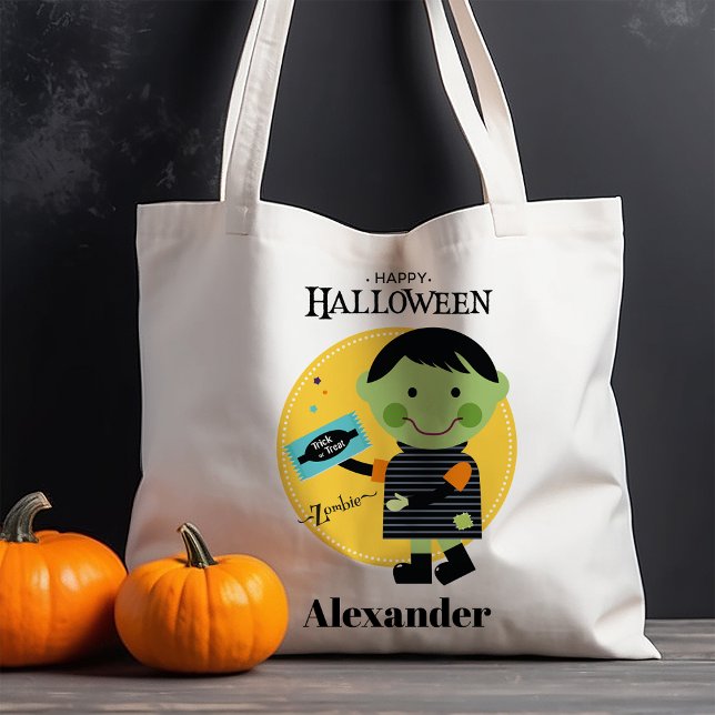 Bolsa Tote Zumbi Bonito Personalizado de Doce ou Travessura n (Criador carregado)