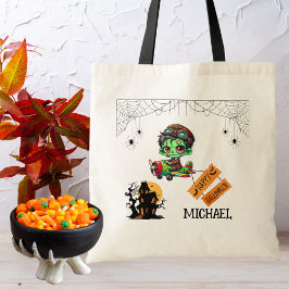 Bolsa Tote Zumbi Piloto Avião Crianças Halloween Caprichoso