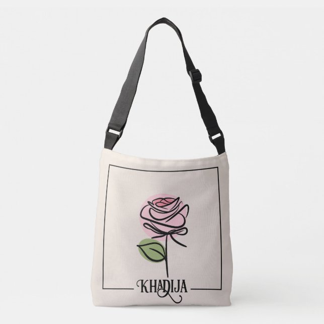 Bolsa transversal Rose Line Art (Frente)