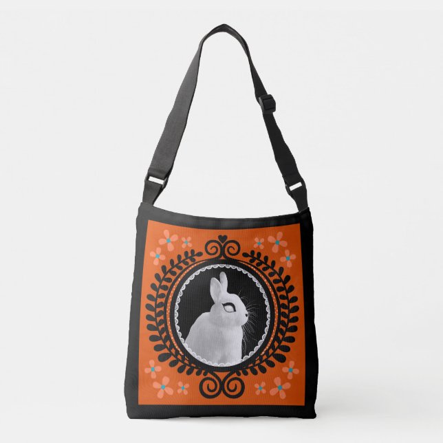 Bolsa transversal / Tote de ombro de coelho branco (Frente)
