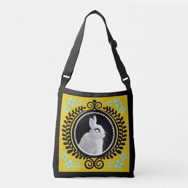 Bolsa transversal / Tote de ombro de coelho branco (Frente)