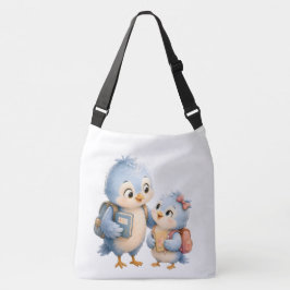 Bolsa transversal tote irmãos passarinho azul