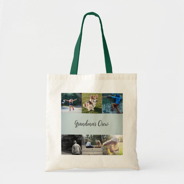 Bolsa Verde com 6 Fotografias Personalizadas da Vo (Frente)