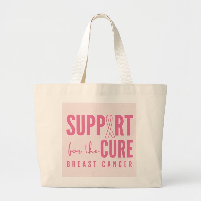 Bolsas cor-de-rosa com cura de apoio ao cancer de  (Frente)