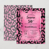 Bolsas de Aniversário de Leopardo Preto Cor-de-Ros