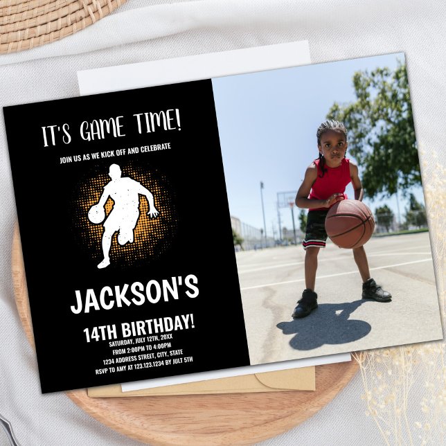 Bolsas de basquete Convites com foto (Basketballs Invitations with photo)