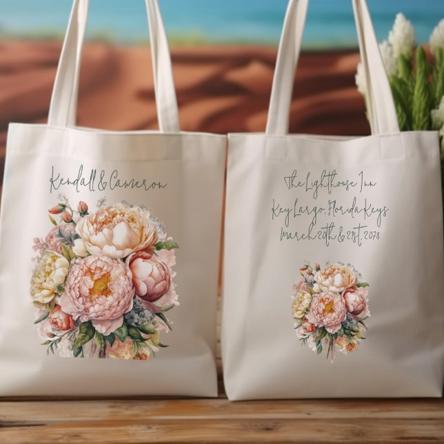 Bolsas de Boas-Vindas Design de Peônias Rosa (Criador carregado)
