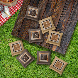 Bolsas de Cornhole com Logotipo em Tom de Madeira 