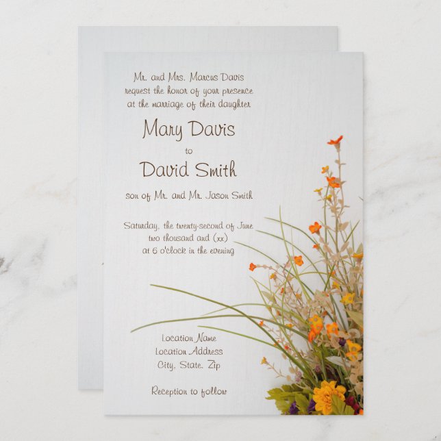 Bolsas de Madeira Branca Convite De Casamento (Frente/Verso)