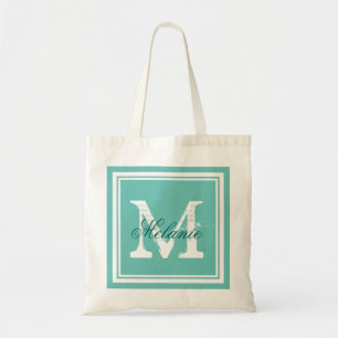 Bolsas de mão azuis turquesa com monograma para fe