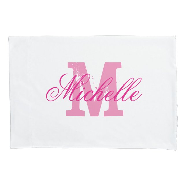 Bolsas de monograma personalizadas, de cor rosa (Frente)