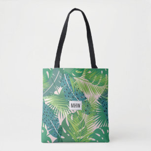 Bolsas de monograma personalizadas de padrão Folha
