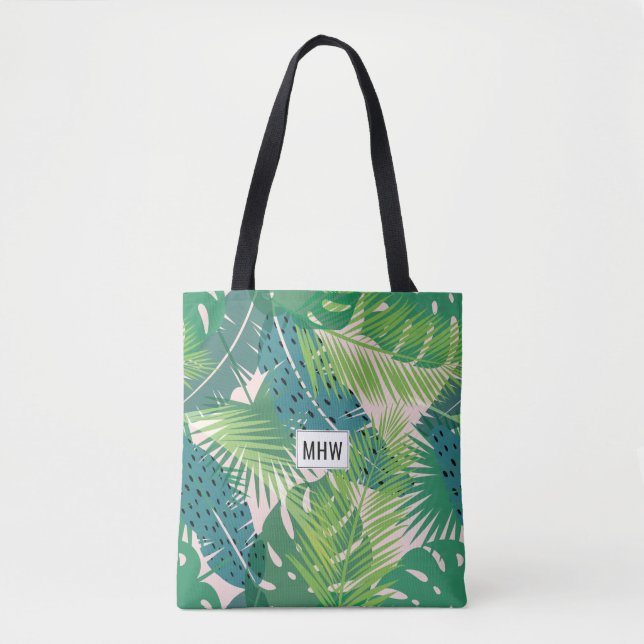 Bolsas de monograma personalizadas de padrão Folha (Frente)