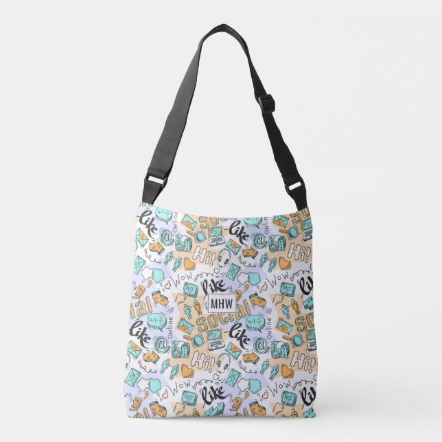 Bolsas de monograma personalizado de padrão de míd (Frente)