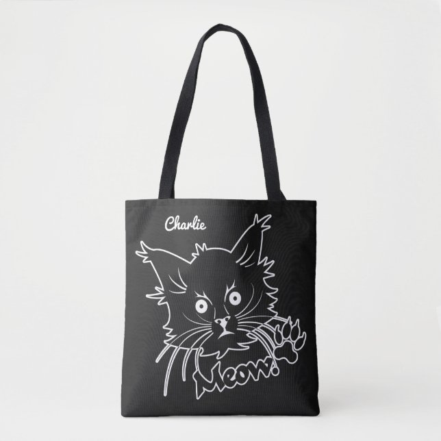 Bolsas de nome personalizado de Cat Preta (Frente)
