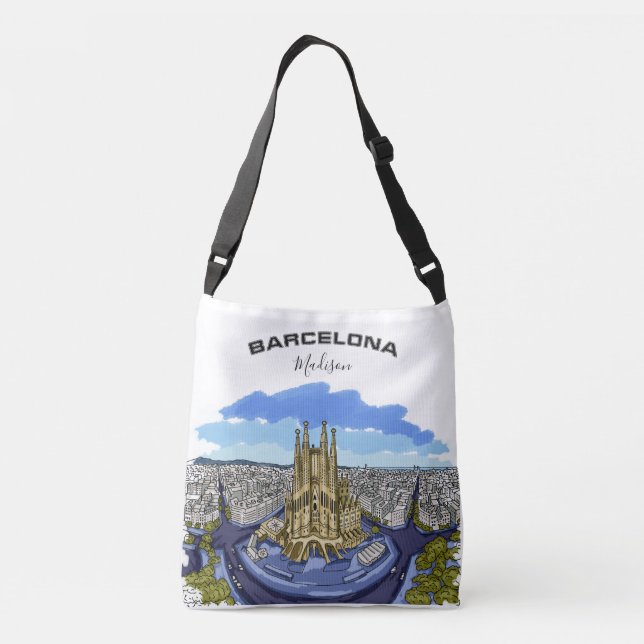 Bolsas de tote com nome personalizado da Barcelona (Verso)