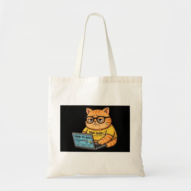 Bolsas engraçadas de programador de gato laranja (Frente)