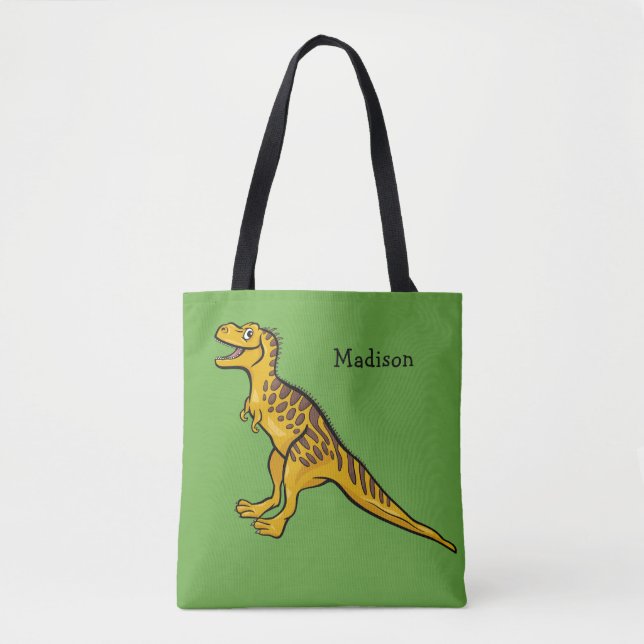 Bolsas personalizadas de nome e cor do Dinossauro  (Frente)