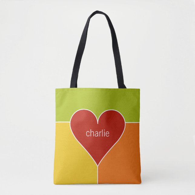 Bolsas tote com nome personalizado em padrão de co (Frente)