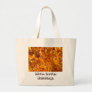 Bolsas Tote de Enfermagem Viva Amor Folhas de Outo