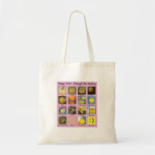 bolsas tote de rostos felizes através da história