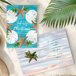 Bólvoras de areia Starfish Praia Cartões de Natal