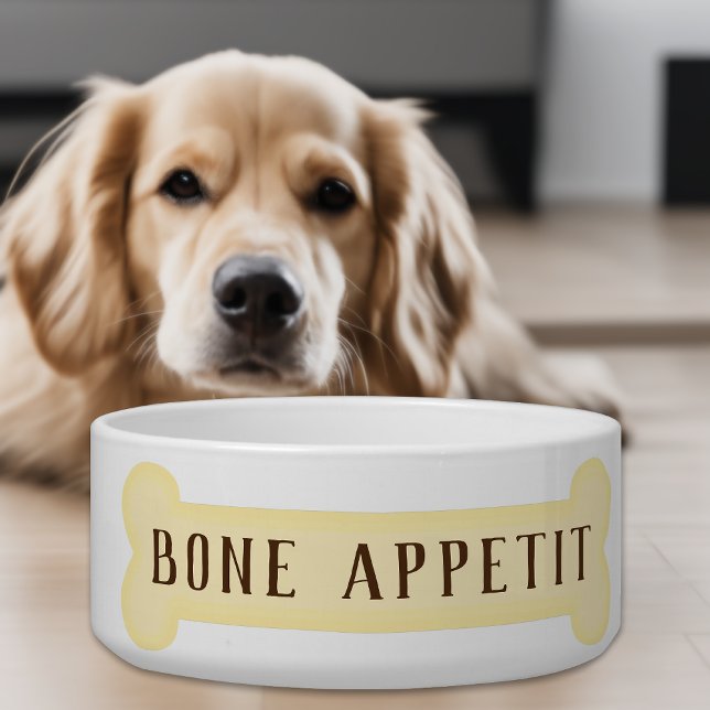 Bom Apetite Tigela Engraçada para Cachorro com Peg ('Bone Appetit' Funny Pun Dog Bowl 🐾)
