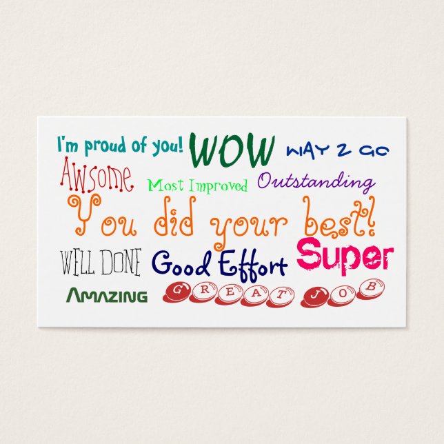 Bom comportamento, cartão de reconhecimento de prê (Frente)