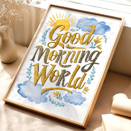Bom Dia Arte de Impressão em Aquarela Mundial