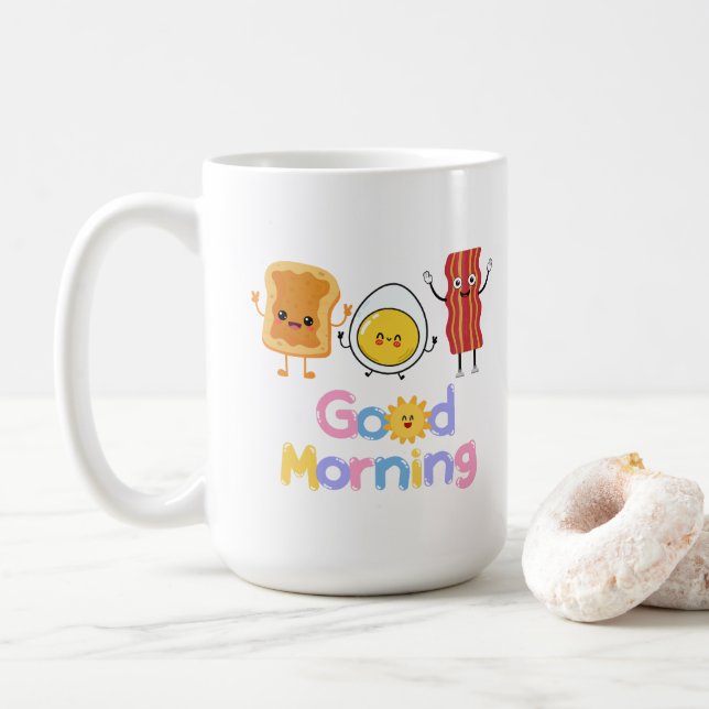 Bom dia Café da manhã 😁 caneca de café 15oz (Com Donut)